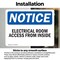 Signmission Electrical Room Access From Inside, 10 in W x Rectangle, Vinyl Decal OS-2PACK-NS-D-710-L-11683 - alternate 3